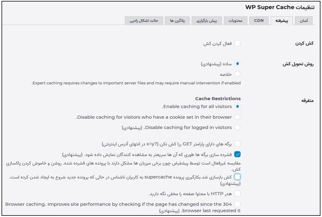 چگونگی فعال سازی جی زیپ در وردپرس WP Super Cache