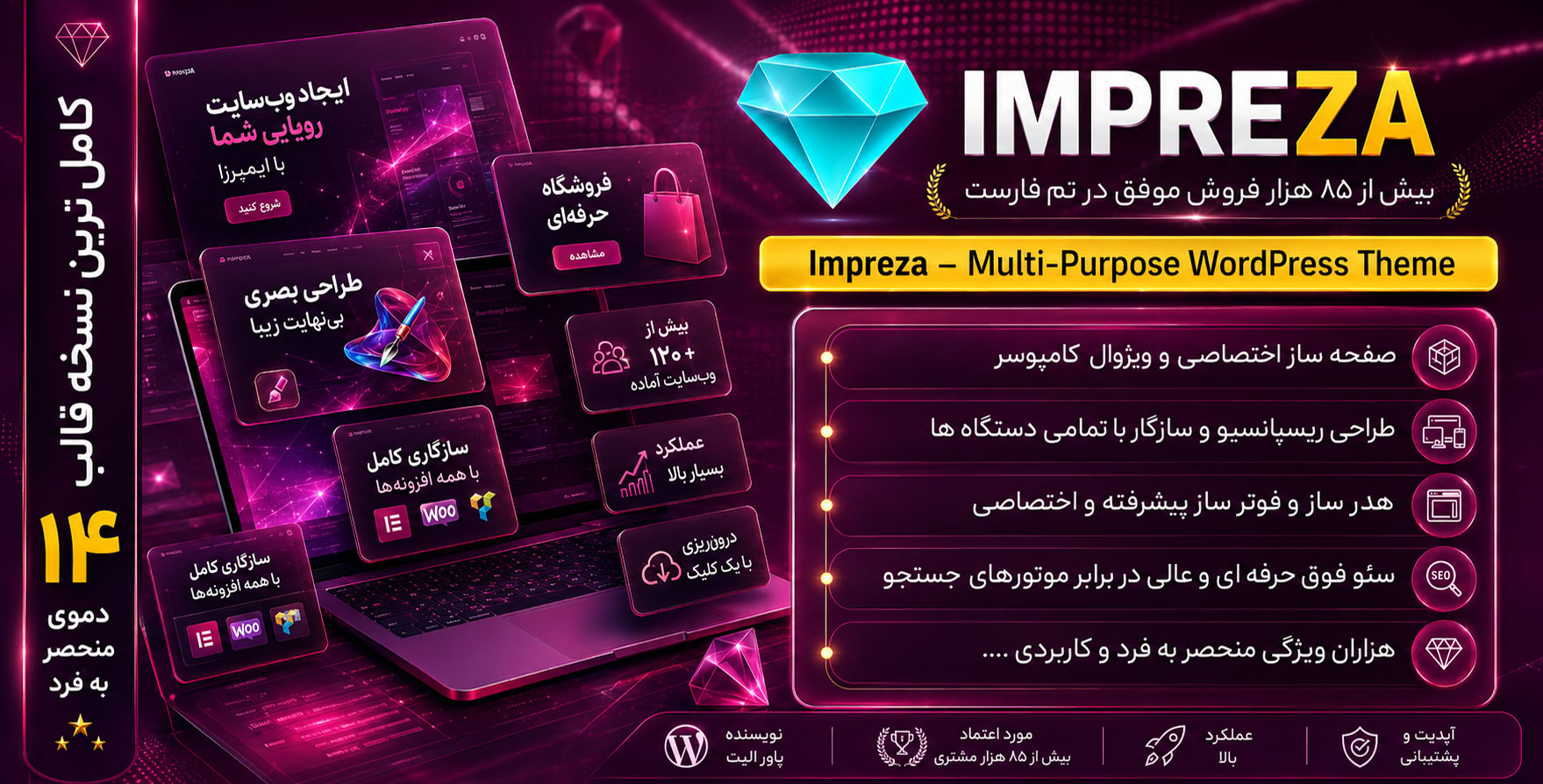 قالب وردپرس impreza | کامل ترین نسخه قالب ایمپرزا، محبوب ترین قالب چند منظوره و شرکتی وردپرس