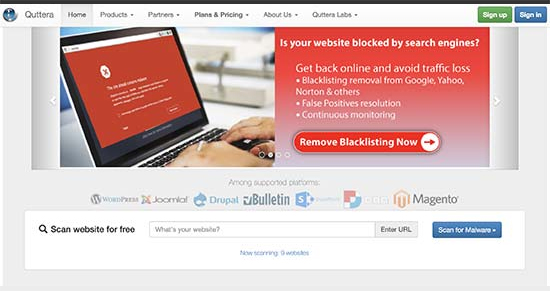 ابزار Quttera | ابزارهای تست امنیت سایت وردپرس