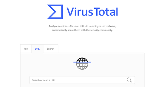 ابزار VirusTotal | ابزارهای چک کردن امنیت سایت وردپرس