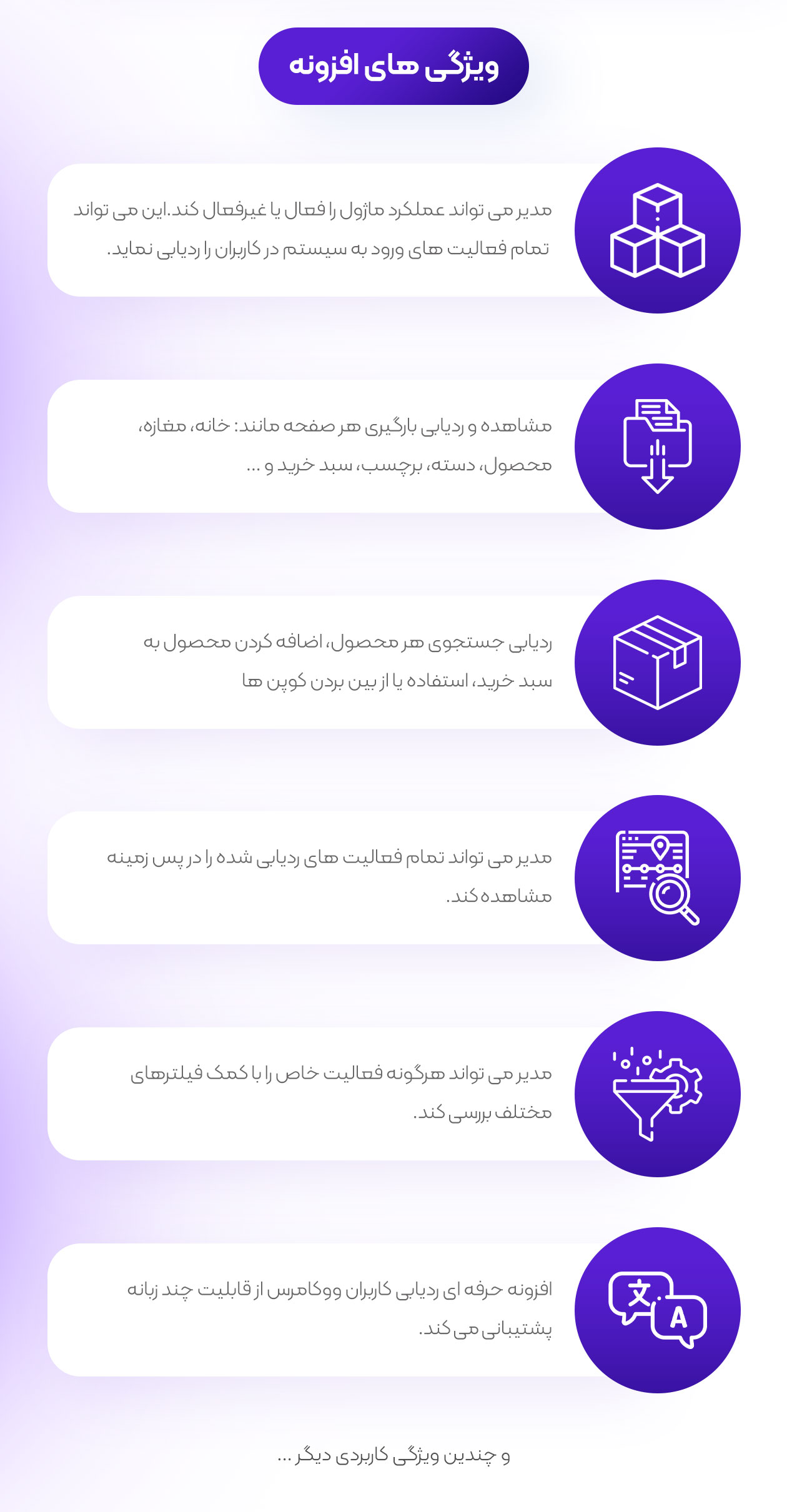 ویژگی های افزونه ردیابی مشتریان ووکامرس