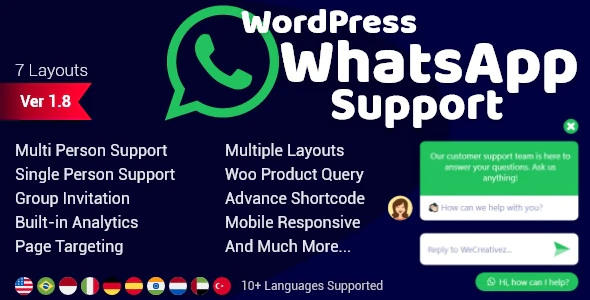 افزونه واتساپ برای وردپرس WordPress WhatsApp Support