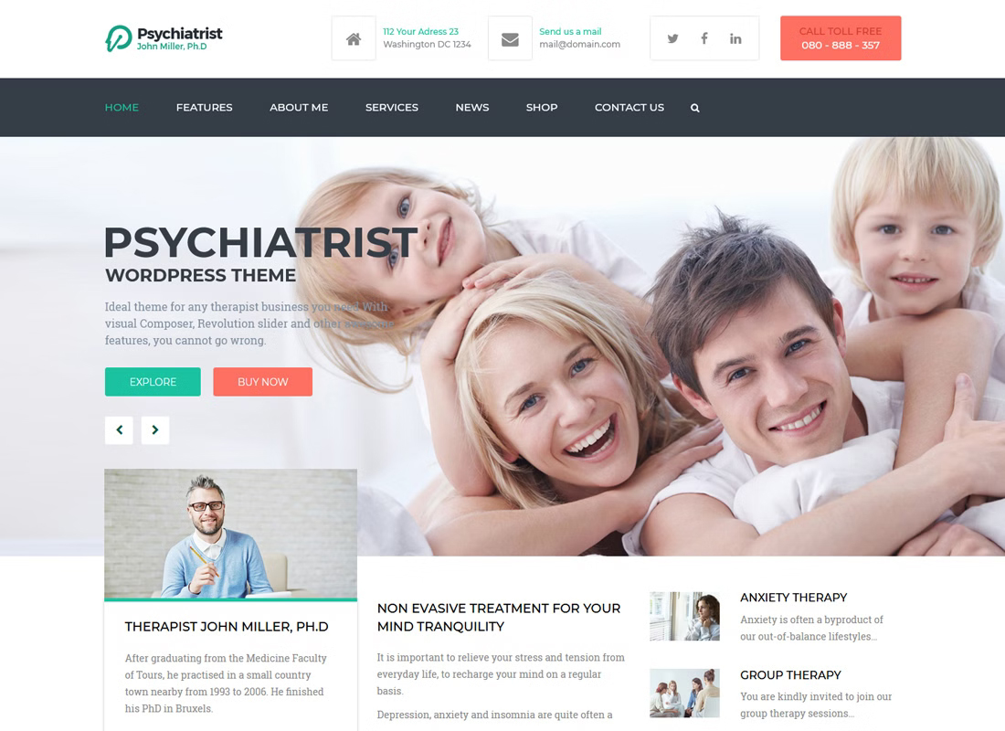 بهترین قالب روانشناس و مشاوره - قالب وردپرس روانشناسی Psychiatrist