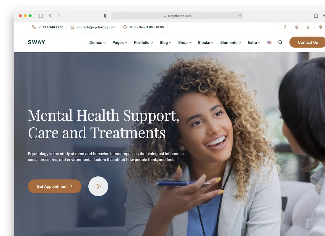 جدید ترین قالب مشاوره برای وردپرس - قالب روانشناسی وردپرس Sway