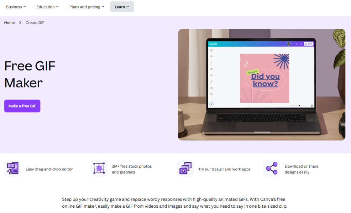 ابزار Free Gif Maker سایت Canva