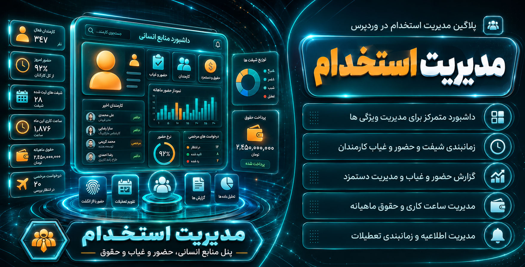 Employee And HR Manager Plugin | افزونه پیشرفته مدیریت استخدامی وردپرس