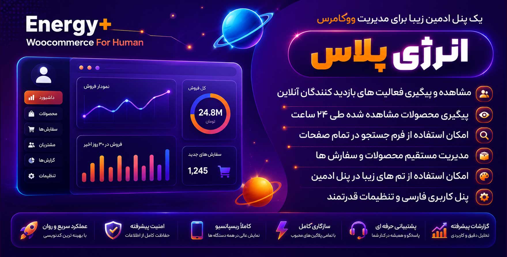 افزونه Energy plus | افزونه پنل مدیریت ووکامرس انرژی پلاس