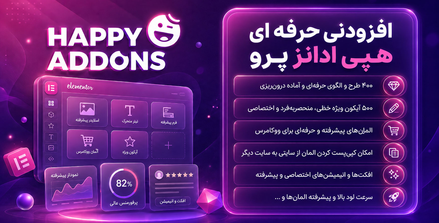 افزونه HappyAddons Pro | افزودنی هپی‌اددان با 127 المان بیشتر برای المنتور
