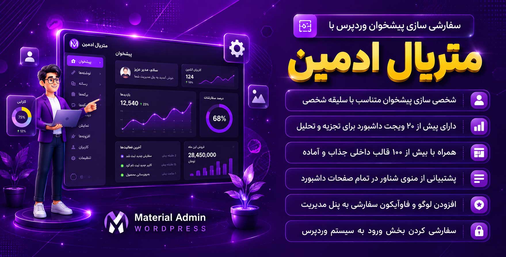 افزونه Material Admin | سفارشی سازی پیشخوان وردپرس با افزونه متریال ادمین