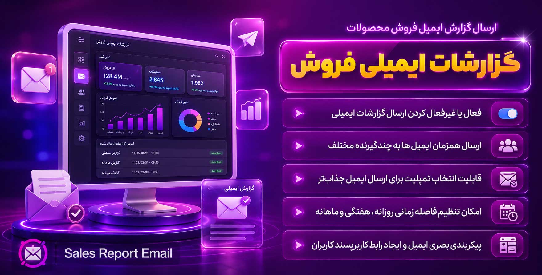 Sales Report Email for WooCommerce | افزونه ارسال گزارش کامل فروش روزانه، ماهانه و سالانه محصولات ووکامرس به ایمیل