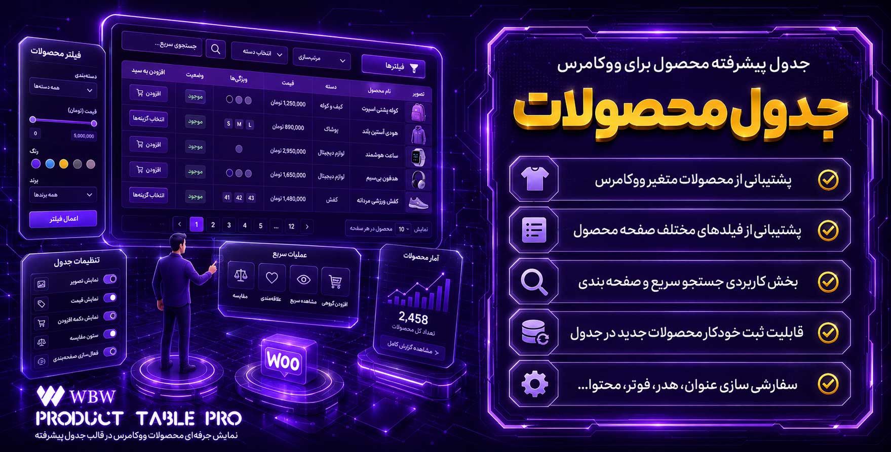 WooBeWoo Product Table Pro | افزونه جدول پیشرفته محصولات ووکامرس با پشتیبانی از محصولات متغیر