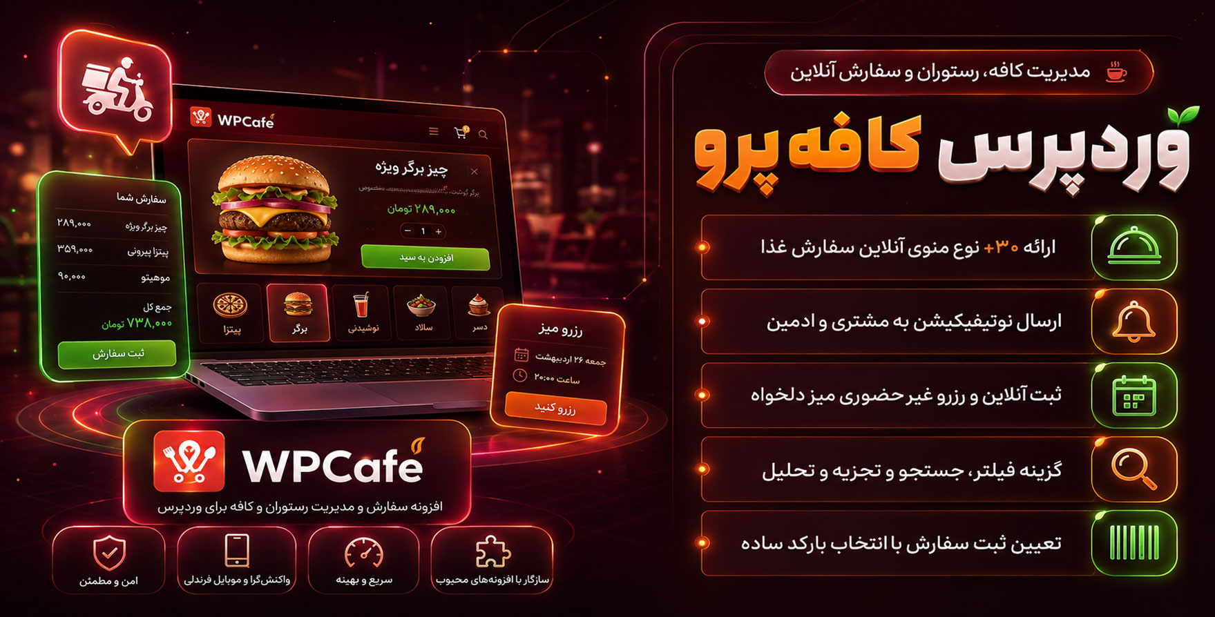 افزونه WPCafe Pro | افزودنی کافه‌پرو برای مدیریت کافه، رستوران و سفارش آنلاین غذا با المنتور