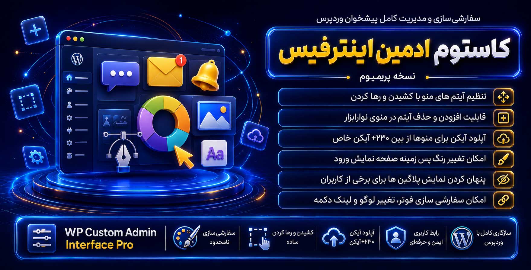 افزونه WP Custom Admin Interface Pro | سفارشی سازی و مدیریت کامل پیشخوان وردپرس و عملیات های مرتبط