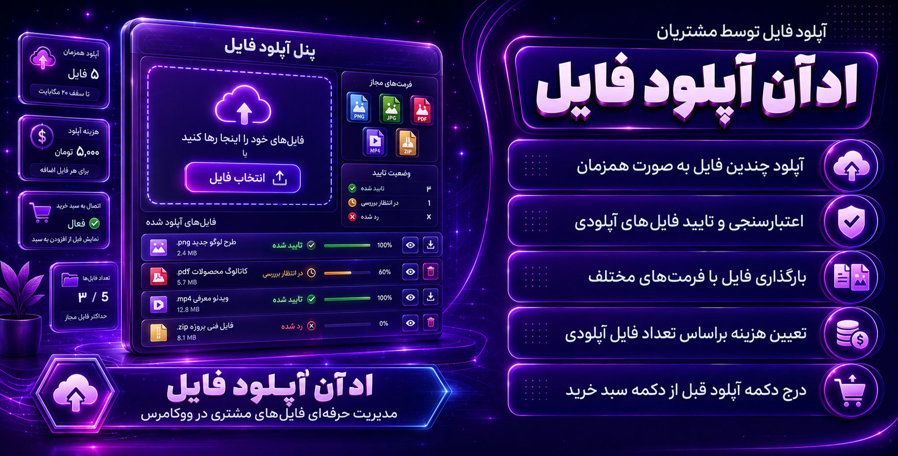 File Uploads Addon for WooCommerce Pro | افزونه آپلود پیشرفته انواع فایل توسط مشتریان در صفحه محصول ووکامرس