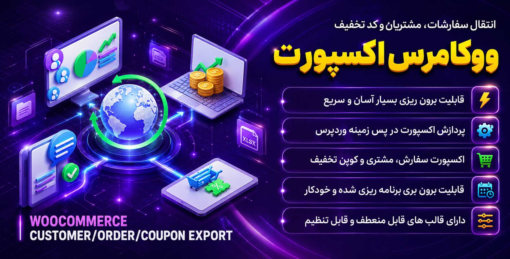 افزونه WooCommerce Customer/Order/Coupon Export | پلاگین جامع انتقال سفارشات، مشتریان و کدهای تخفیف ووکامرس