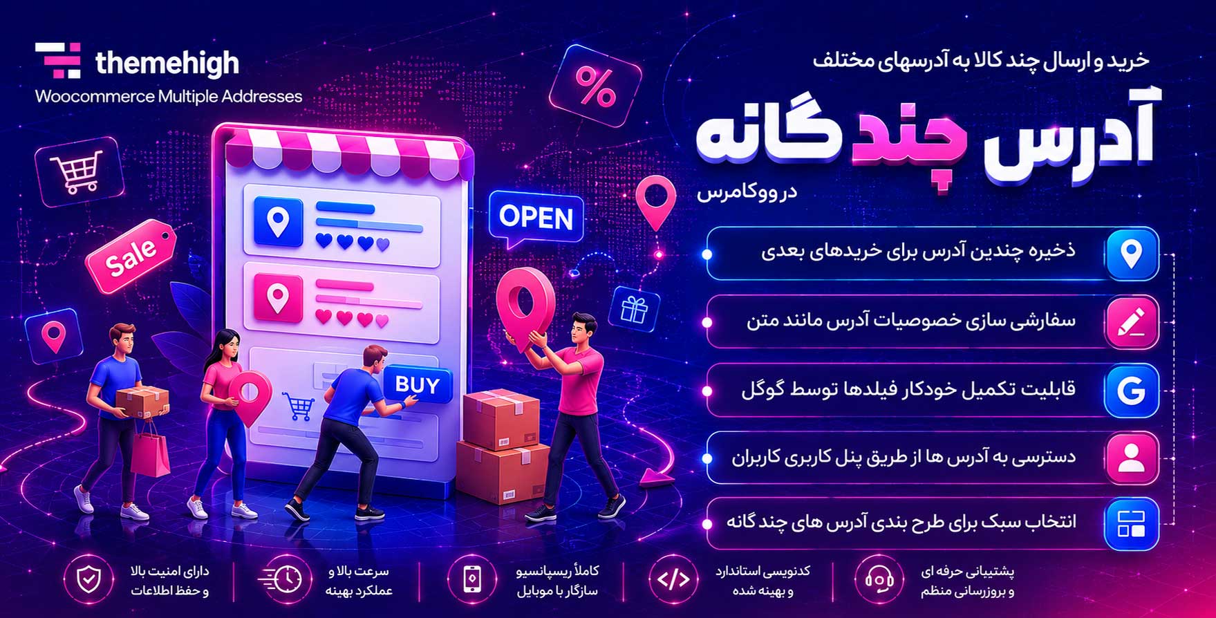 افزونه Multiple Addresses for WooCommerce | پلاگین آدرس های چندگانه برای ووکامرس مولتیپل آدرس