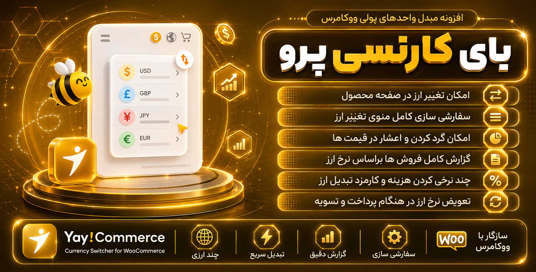 افزونه YayCurrency Pro | پلاگین مبدل واحدهای پولی ووکامرس یای کارنسی پرو